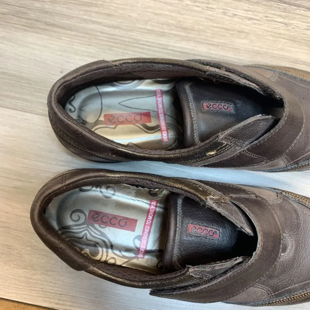 Ecco Women’s US Size 6 US 5 Brown Leather Comfort Shoes Hook & Loop - Picture 9 of 11